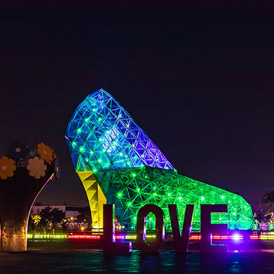 High-Heel Wedding Church Light Show