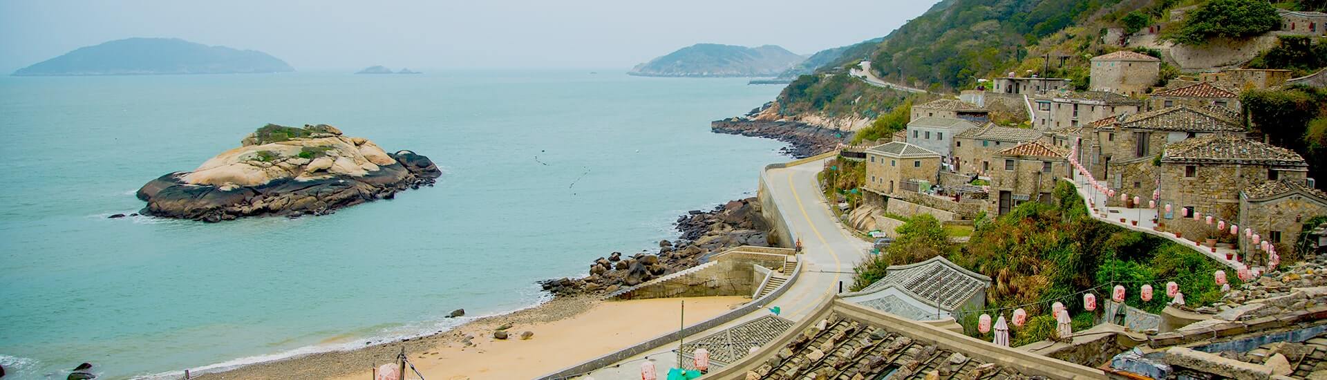 Dramatic ocean cliffs and coastal shoreline of the Matsu Archipelago.