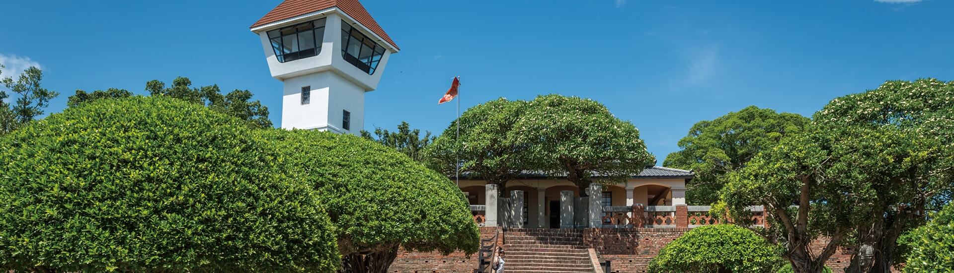 Historic Fort Zeelandia architecture and grounds in Anping, Tainan.